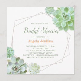 ジオメトリフレーム多肉処理ブライダルシャワー 招待状