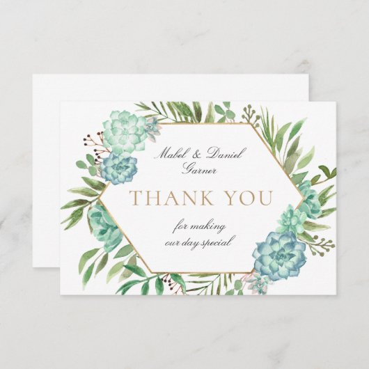 ジオメトリフレーム結婚のサンキューカード サンキューカード (正面/裏面)