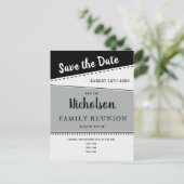 ジオメトリブラックグレーファミリ懇親会日付の保存 ポストカード (スタンド正面)