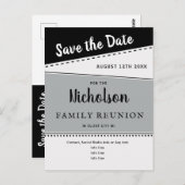 ジオメトリブラックグレーファミリ懇親会日付の保存 ポストカード (正面/裏面)