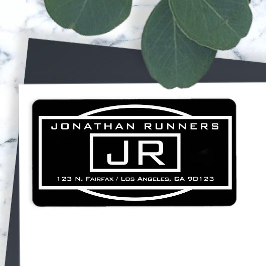 ジオメトリブラック&ホワイト差出人住所 ラベル