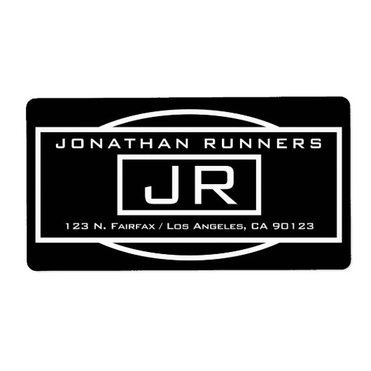 ジオメトリブラック&ホワイト差出人住所 ラベル (正面)