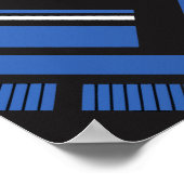 ジオメトリブルーとブラックのストライプの抽象デザイン ポスター (角)