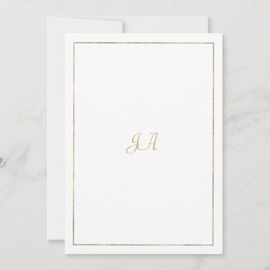 ジオメトリブルーの白い金ゴールドグリッター表の番号 招待状 (裏面)