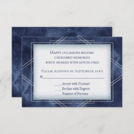 ジオメトリブルーアールデコ |フレームモダン応答 招待状