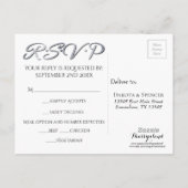 ジオメトリブルーアールデコ RSVPのモダン食事の選択 インビテーションポストカード (裏面)