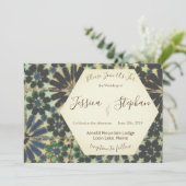 ジオメトリブルータイル結婚式招待状 招待状 (スタンド正面)