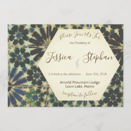 ジオメトリブルータイル結婚式招待状 招待状