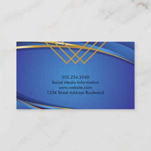 ジオメトリブルーバックラウンド 名刺 (裏面)