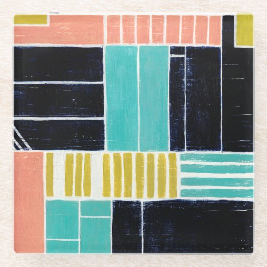 ジオメトリブロック ガラスコースター (正面)