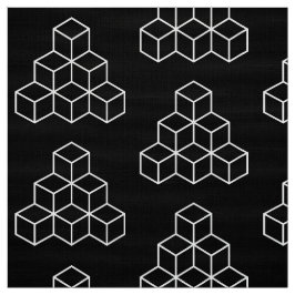 ジオメトリブロック – 黒の上に白 ファブリック