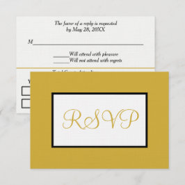 ジオメトリホワイト金ゴールドRSVP 出欠カード
