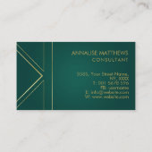ジオメトリミニマル金ゴールドモノグラムエメラルドグリーン 名刺 (裏面)