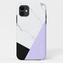 ジオメトリモダンックスミレット白黒  iPhone 11 ケース