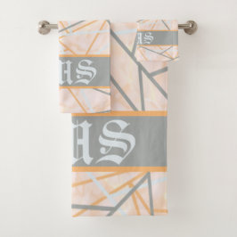 ジオメトリモダンラインの変更とグレー バスタオルセット