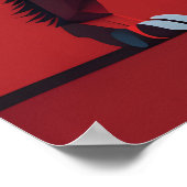 ジオメトリライオンレッド ポスター (角)