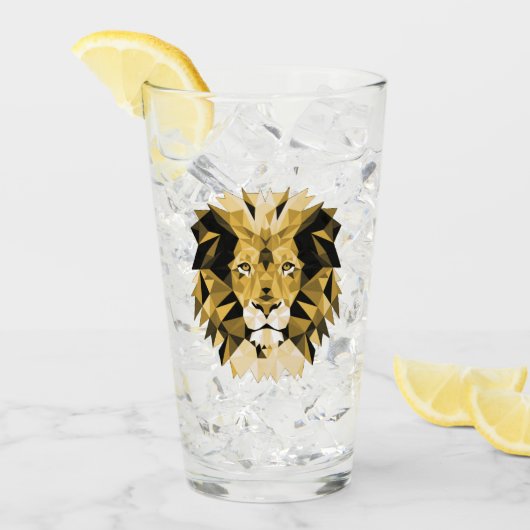 ジオメトリライオン頭茶 タンブラーグラス (アイス正面)