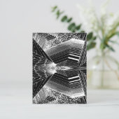 ジオメトリラインアートブラック&ホワイト抽象デザイン ポストカード (スタンド正面)