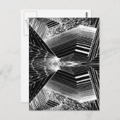 ジオメトリラインアートブラック&ホワイト抽象デザイン ポストカード (正面/裏面)