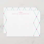 ジオメトリラティスパタパーソナライズされたーン ノートカード (正面/裏面)