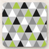 ジオメトリ三角形パターングレーライムグリーンブラック コースター (正面)