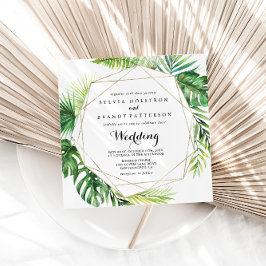 ジオメトリ変換先の前面結婚と背面 招待状