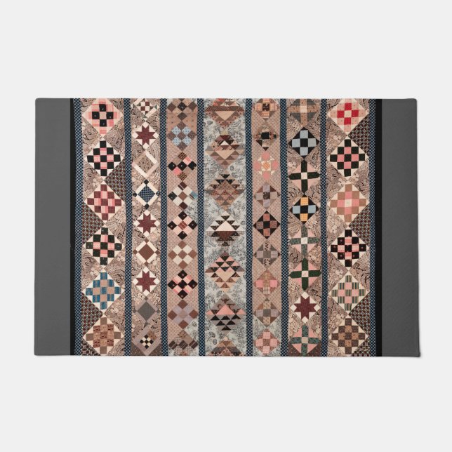 ジオメトリ形状を持つキルト ドアマット (正面)