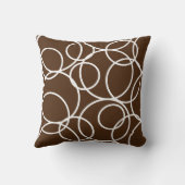 ジオメトリ白円の抽象芸術モダン茶 クッション (裏面)