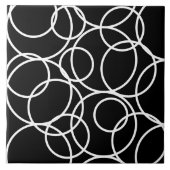 ジオメトリ白円黒モダン抽象芸術 タイル (正面)