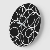 ジオメトリ白円黒モダン抽象芸術 ラージ壁時計 (傾斜)