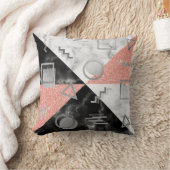 ジオメトリ白黒大理石バラグレーグリッターリター クッション (ブランケット)