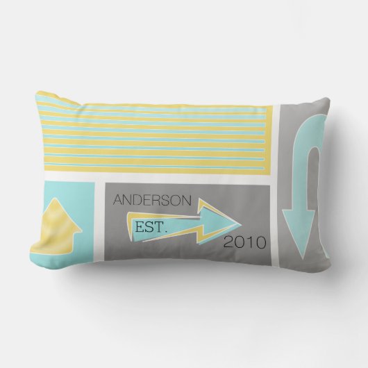 ジオメトリ矢印抽象芸術パターン ランバークッション (正面)