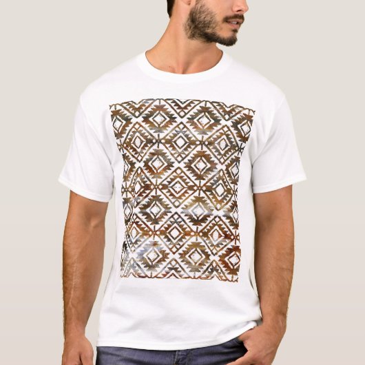 ジオメトリ繰り返し、テクスチャ付きの背景 Tシャツ (正面)