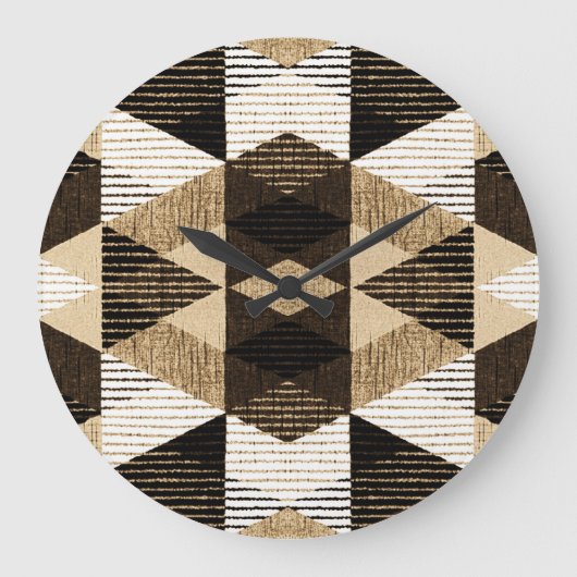 ジオメトリ繰り返し：テクスチャ付き背景デザイン ラージ壁時計 (正面)