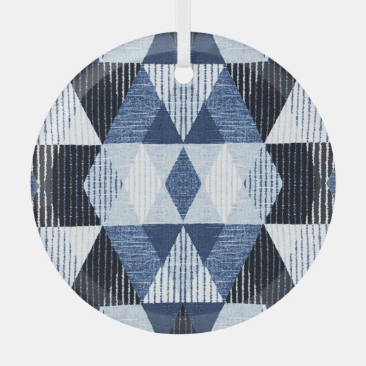 ジオメトリ繰り返し：テクスチャ付き背景 ガラスオーナメント (正面)