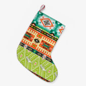 ジオメトリ要素を含むシームレスなトライバルパターン スモールクリスマスストッキング (正面 (吊り時))