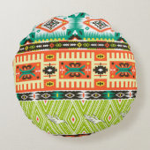 ジオメトリ要素を含むシームレスなトライバルパターン ラウンドクッション (裏面)