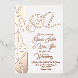 ジオメトリ赤面結婚金ゴールドの押し込み 箔招待状