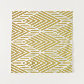 ジオメトリ金ゴールドのシームレスなパターン タペストリー (正面(横))