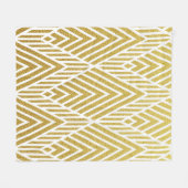 ジオメトリ金ゴールドのシームレスなパターン フリースブランケット (正面(横))