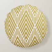 ジオメトリ金ゴールドのシームレスなパターン ラウンドクッション (裏面)