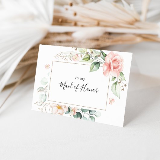 ジオメトリ金ゴールドの葉ブライダルパーティありがとう サンキューカード