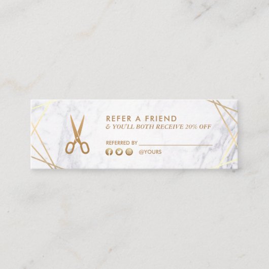 ジオメトリ金ゴールドはさみ美容師参照 スキニー名刺 (正面)