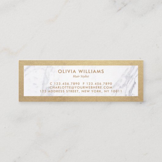 ジオメトリ金ゴールドはさみ美容師参照 スキニー名刺 (裏面)