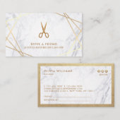 ジオメトリ金ゴールドはさみ美容師参照 名刺 (正面/裏面)