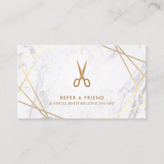 ジオメトリ金ゴールドはさみ美容師参照 名刺 (正面)