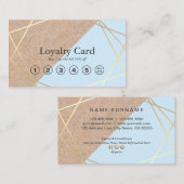 ジオメトリ金ゴールドクラフトプリントパステルブルーロイヤリティ 名刺 (正面/裏面)