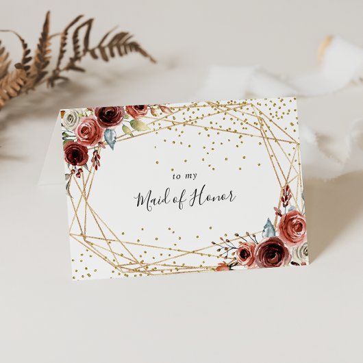 ジオメトリ金ゴールドグリッターブライダルパーティありがとう サンキューカード