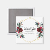 ジオメトリ金ゴールドフレームバーガンディ冬の花 マグネット (正面/裏面)