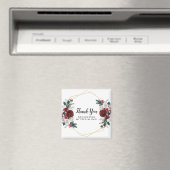 ジオメトリ金ゴールドフレームバーガンディ冬の花 マグネット (インサイチュ (食洗機))